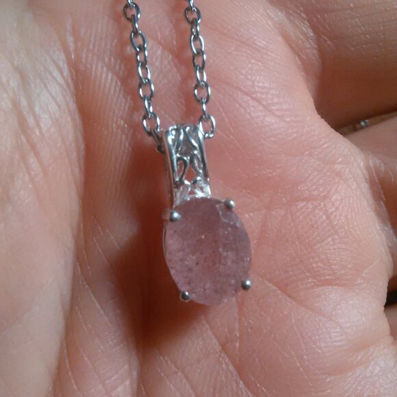 Cherry Tanzurine Sterling Silver Pendant Stainless Steel Necklace - Picture 7 of 12